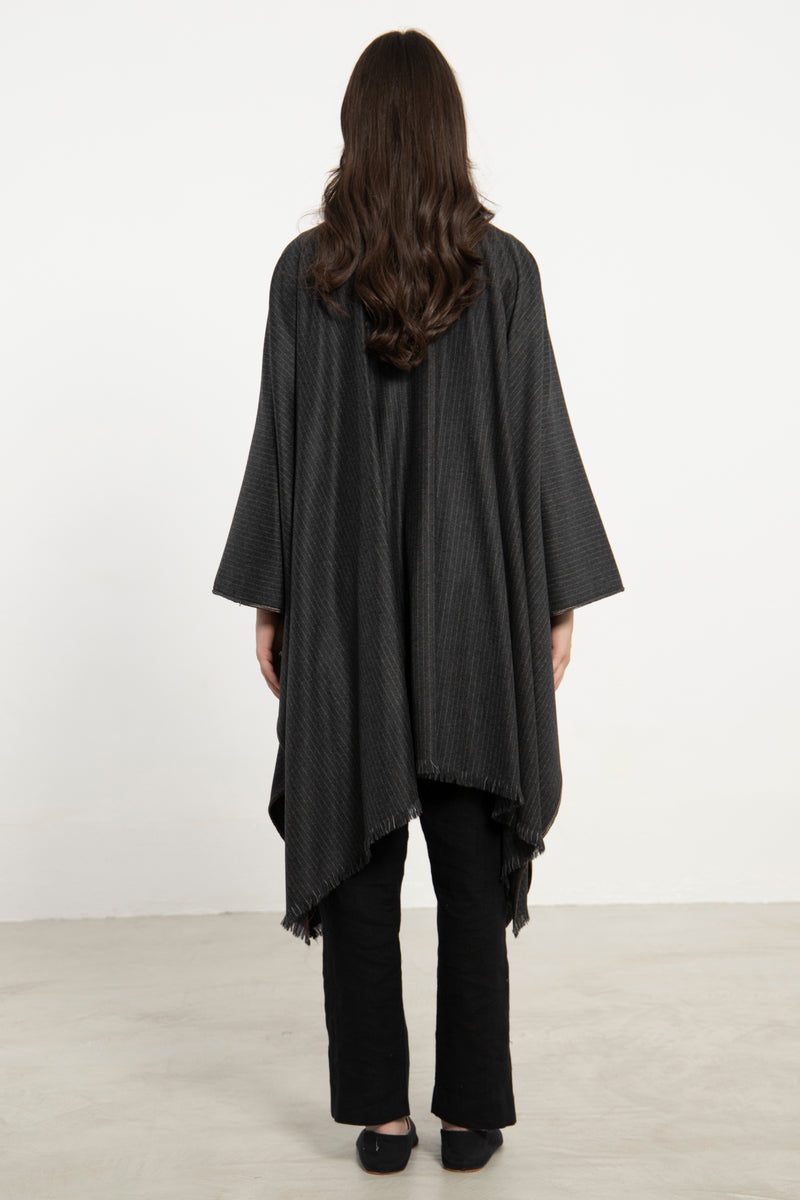 Wool & Cashmere Grey on Grey Poncho