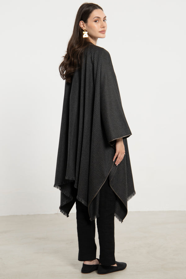 Wool & Cashmere Grey on Grey Poncho