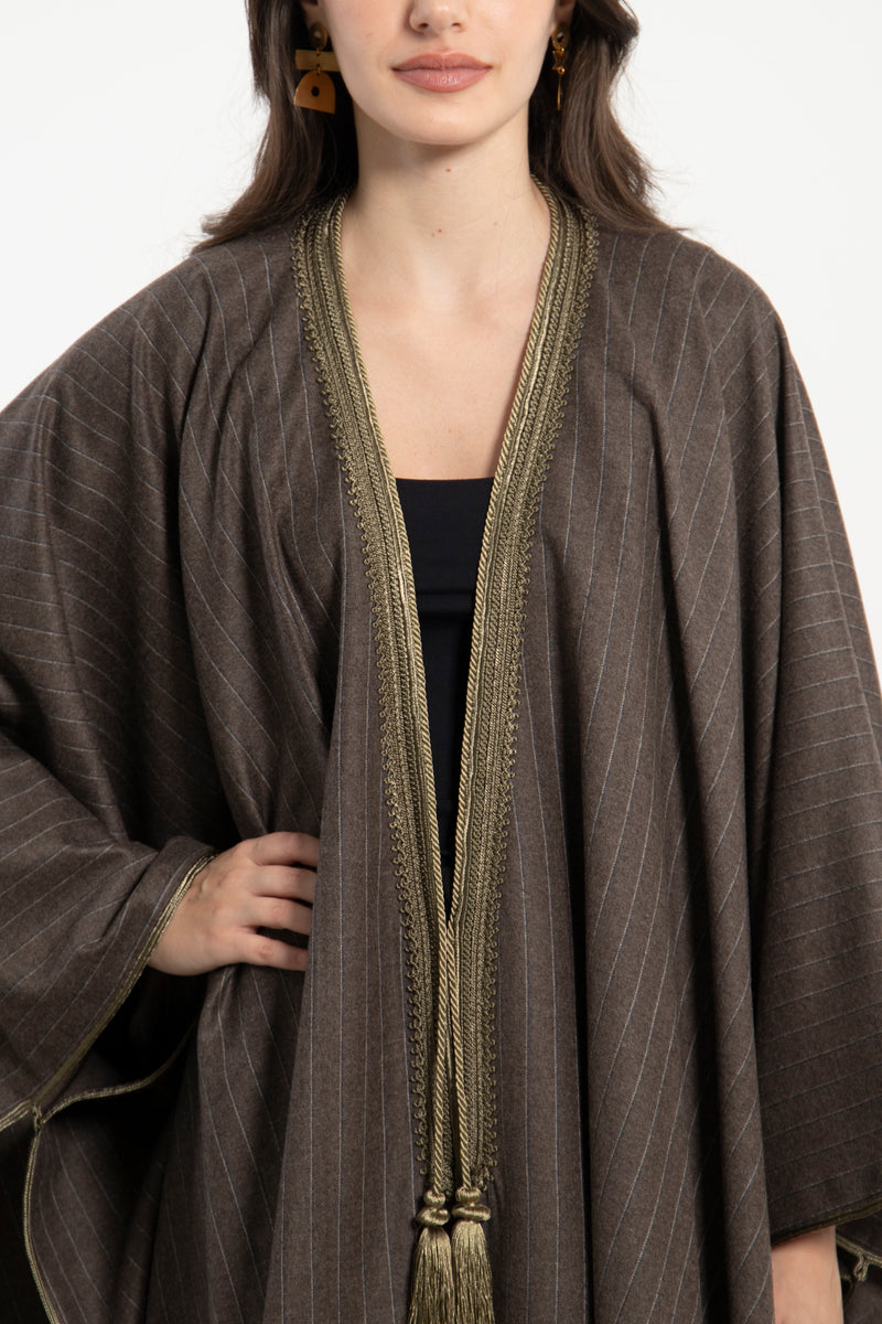 Wool & Cashmere Taupe Poncho
