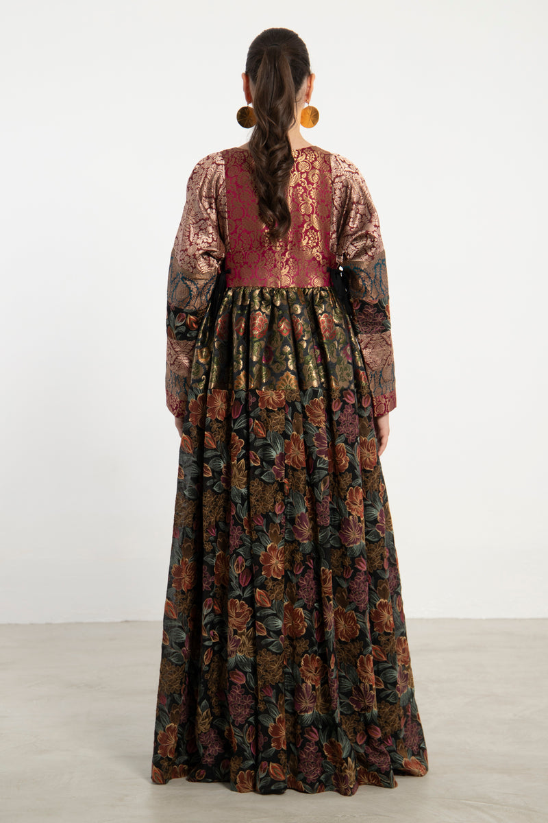 Linda Embroidered Silk & Brocade Multicolor Dress