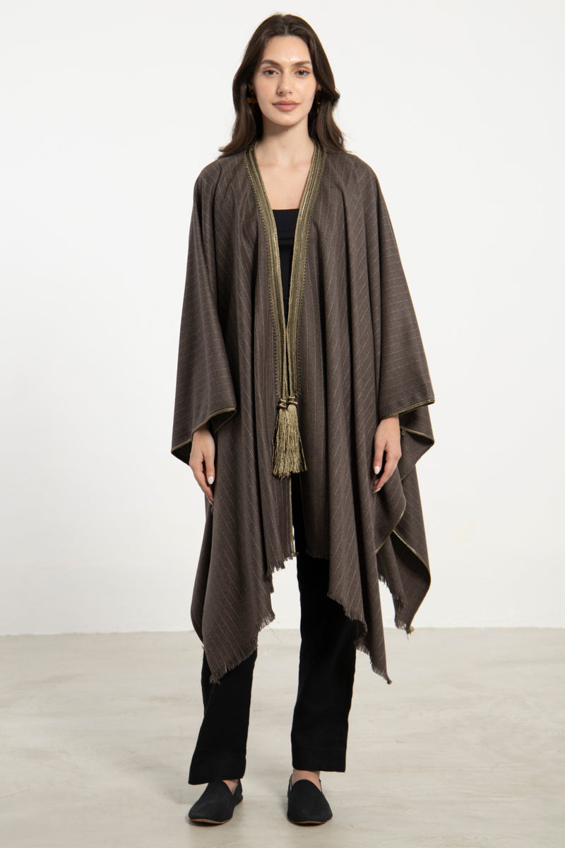 Wool & Cashmere Taupe Poncho