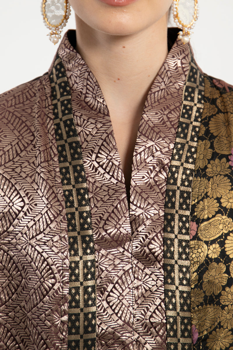 Fayrouz Silk Brocade Patchwork Dress