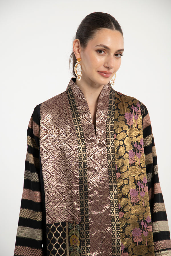 Fayrouz Silk Brocade Patchwork Dress