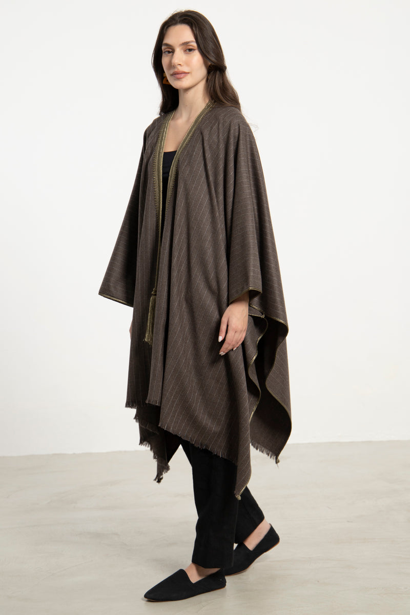 Wool & Cashmere Taupe Poncho