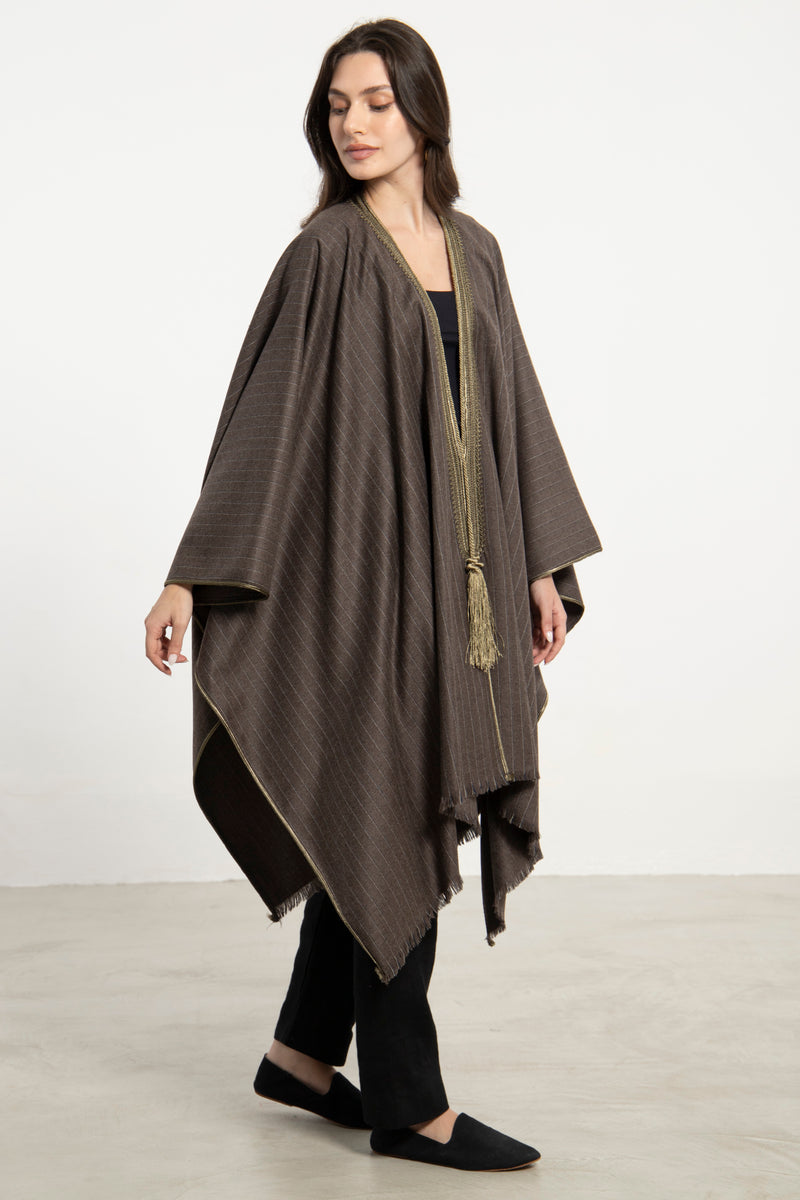Wool & Cashmere Taupe Poncho