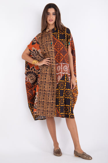 Yilda Cotton Printed Beige Dress