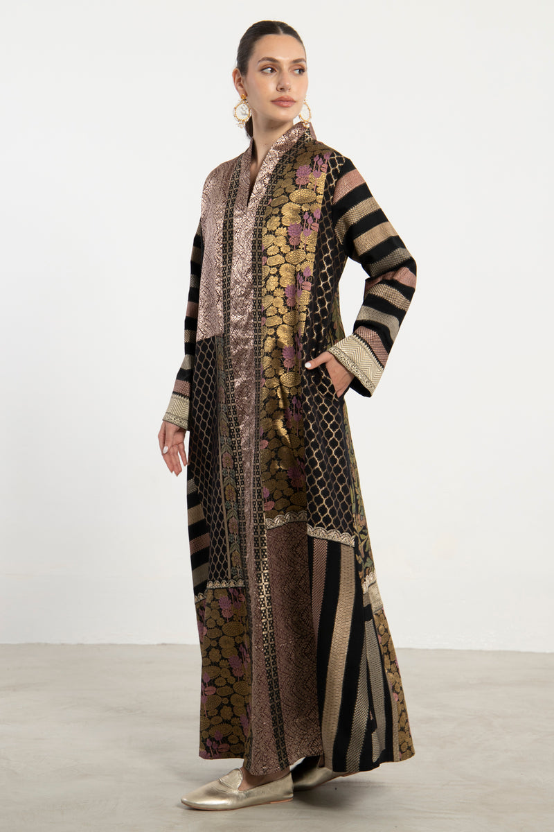 Fayrouz Silk Brocade Patchwork Dress