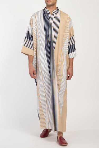 Frankie Cotton Striped Yellow & Navy Jellaba
