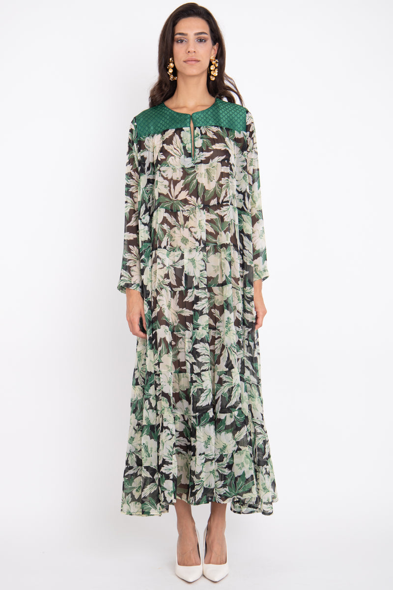 Sobhiye Silk Green Dress