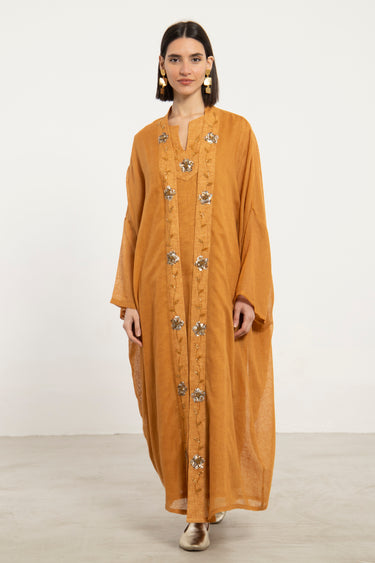 Yafa Linen Embroidered Yellow Set