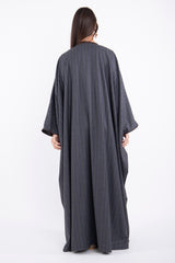Loro Piana Wool & Cashmere Grey Stripes Abaya