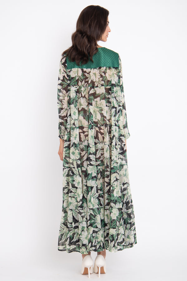 Sobhiye Silk Green Dress