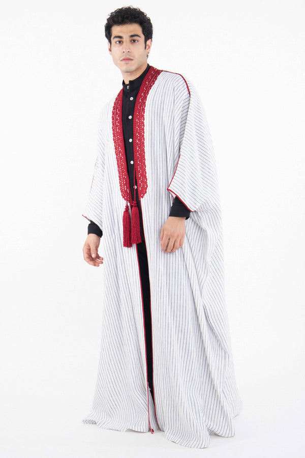 Classic Linen Black With Red Abaya
