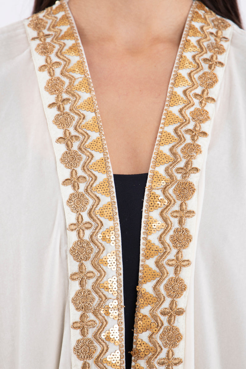 Kim Velvet Embroidered Gold Abaya