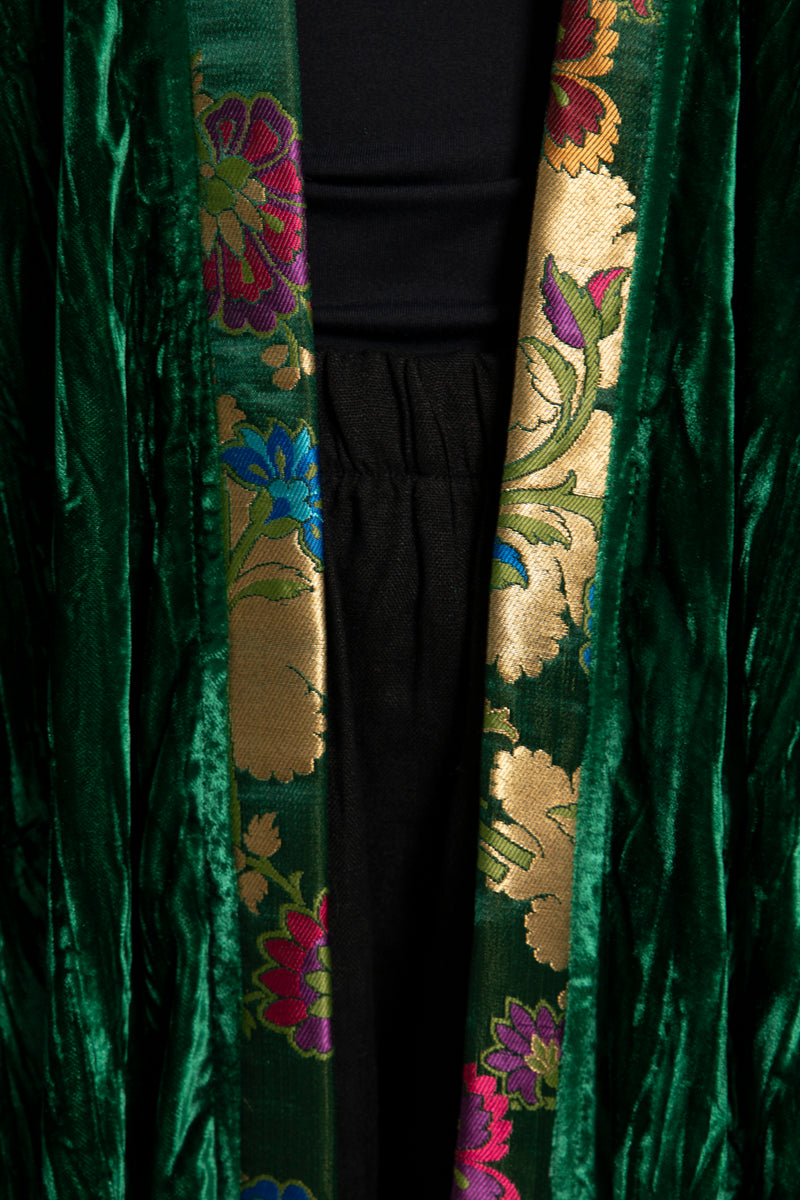 Kim Crushed Velvet Emerald Abaya