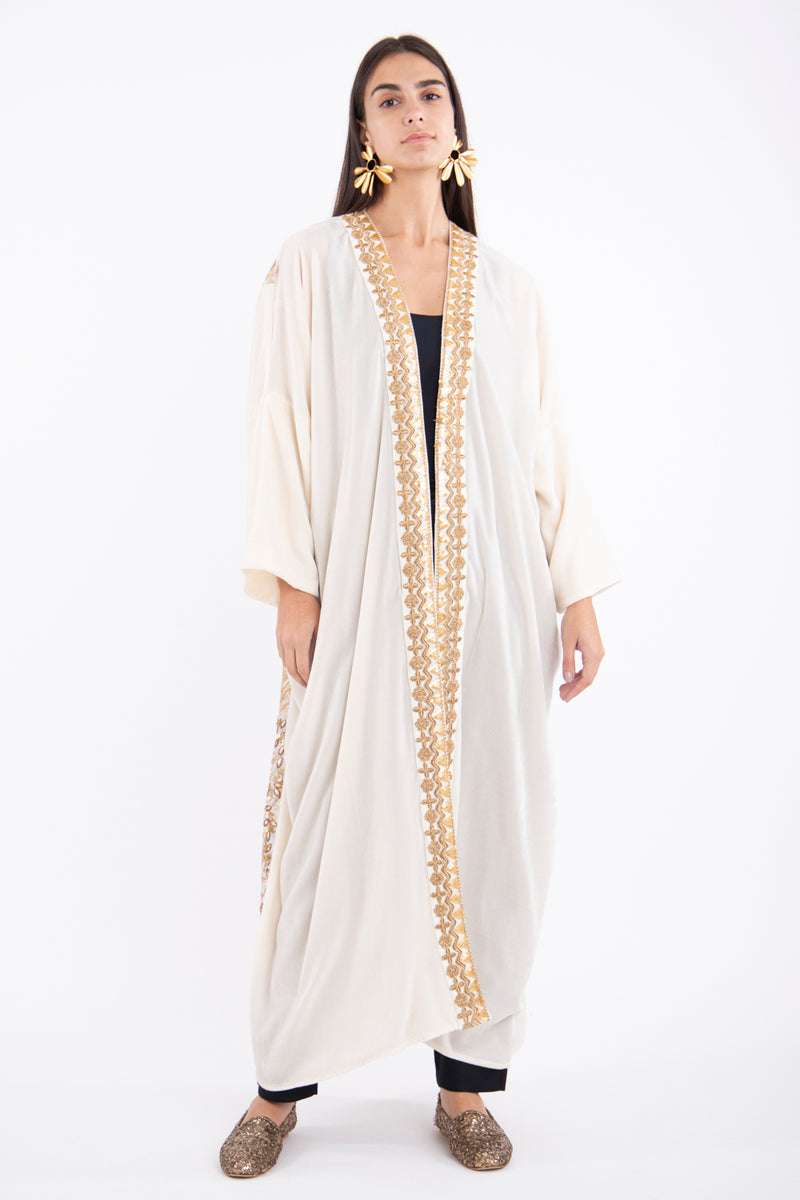 Kim Velvet Embroidered Gold Abaya