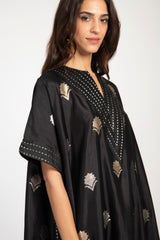 Tamara Handwoven Silk Black & Gold Floral Dress