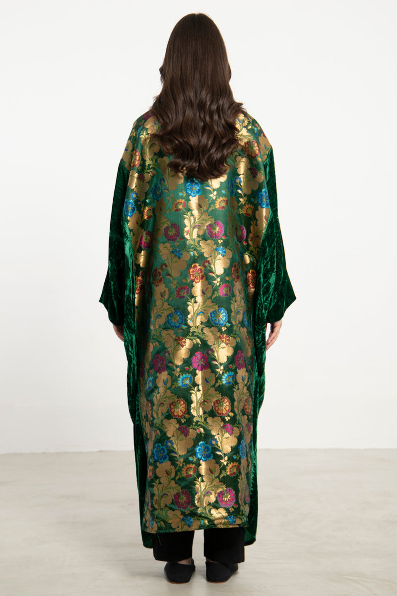 Kim Crushed Velvet Emerald Abaya