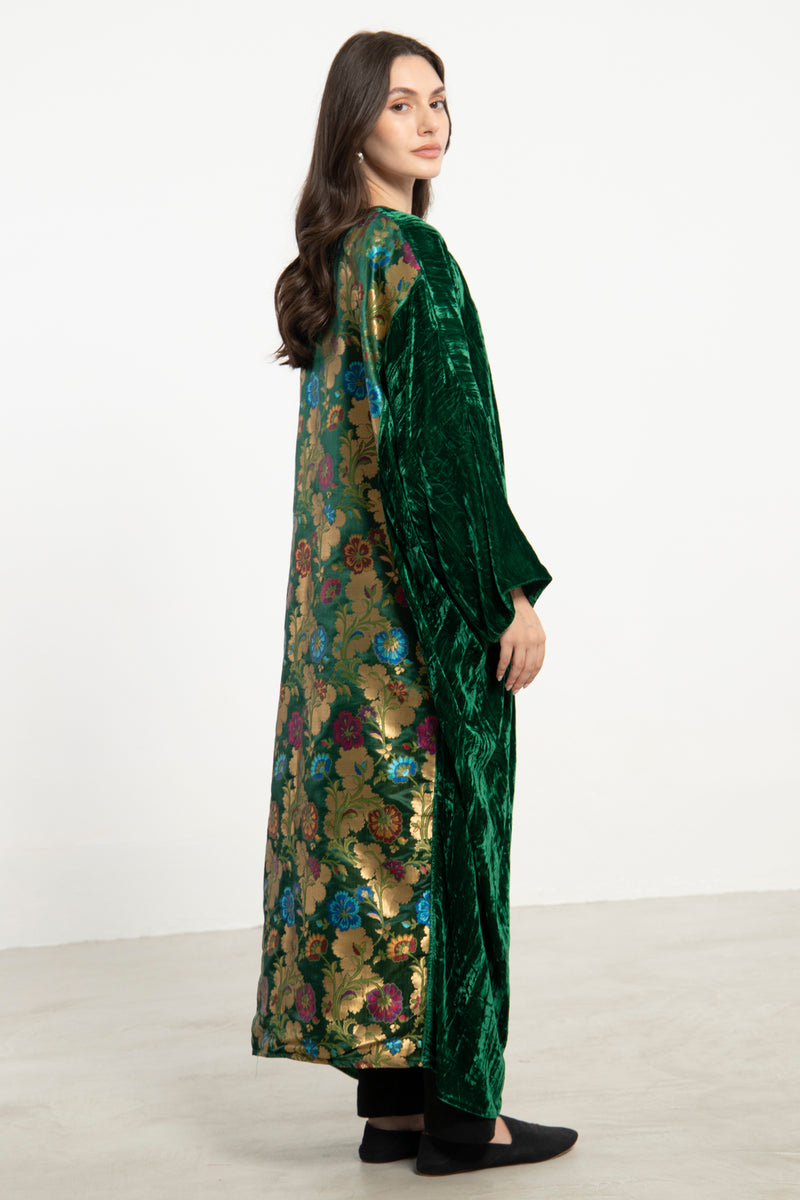 Kim Crushed Velvet Emerald Abaya