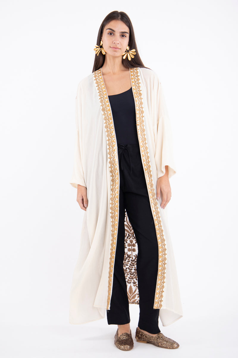 Kim Velvet Embroidered Gold Abaya