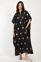 Tamara Handwoven Silk Black & Gold Floral Dress