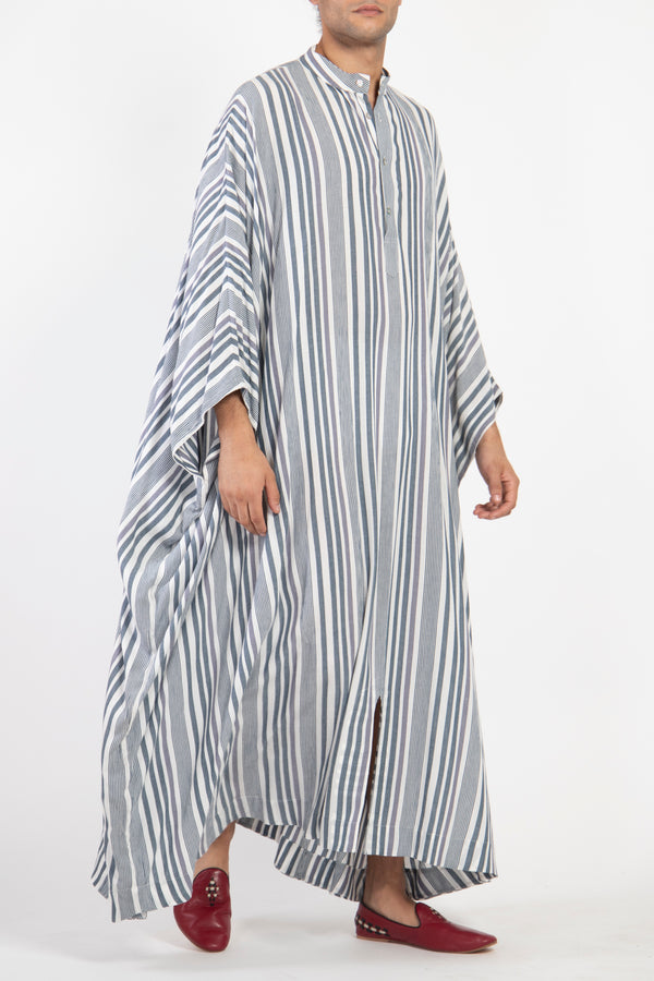 Fahed Buttoned Cotton Striped Jellaba