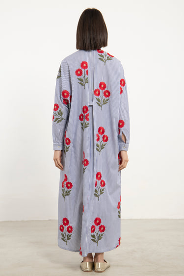 Fardous Cotton Striped Embroidered Jellaba