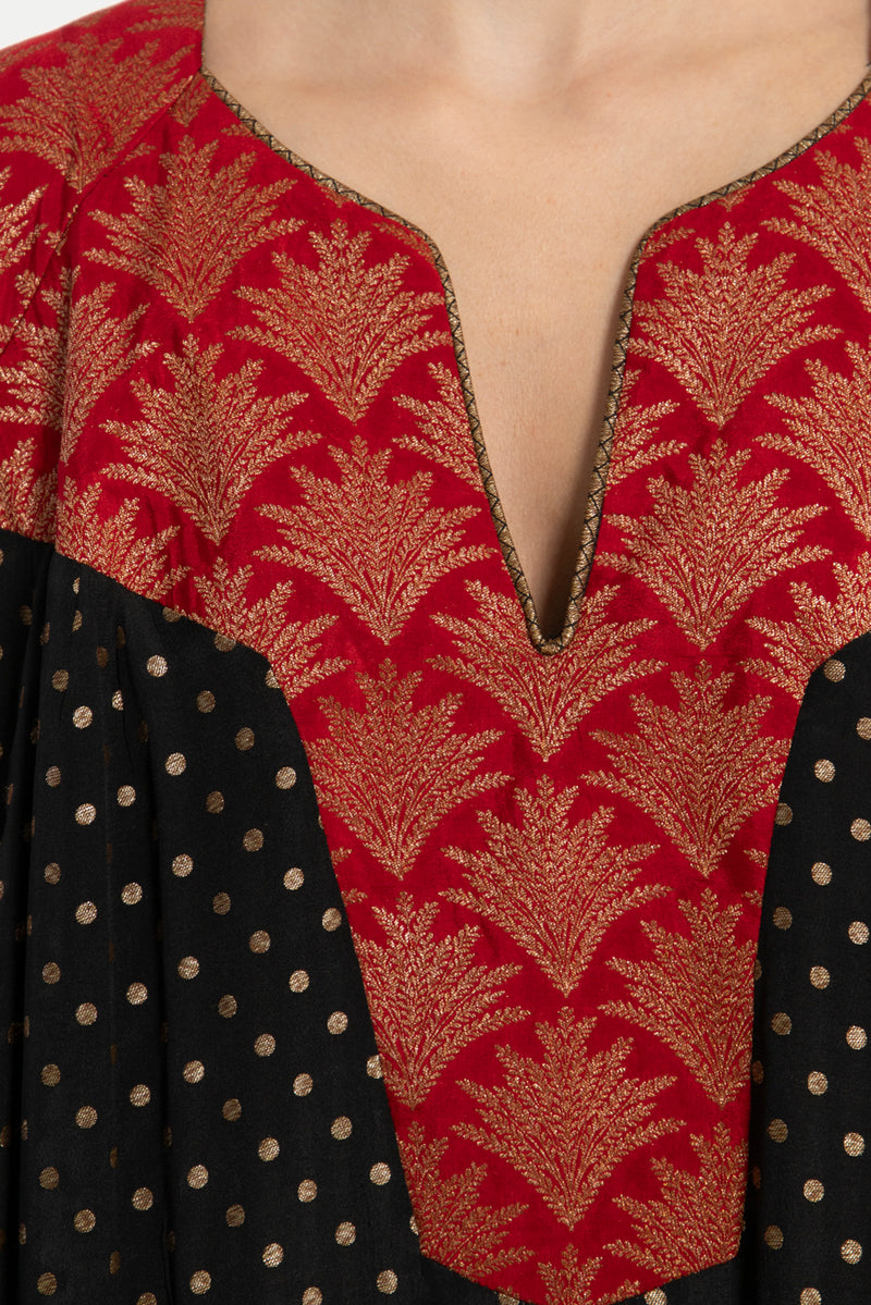 One-Of-a-Kind Rania Handwoven Silk Black Dress