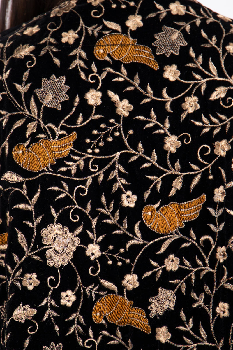 Kim Velvet Embroidered Black & Gold Abaya