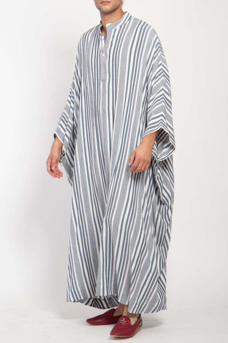 Fahed Buttoned Cotton Striped Jellaba
