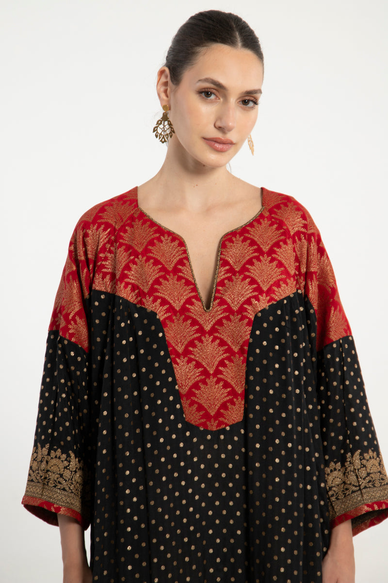 One-Of-a-Kind Rania Handwoven Silk Black Dress