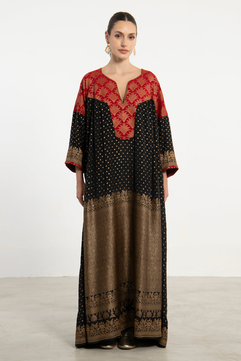 One-Of-a-Kind Rania Handwoven Silk Black Dress