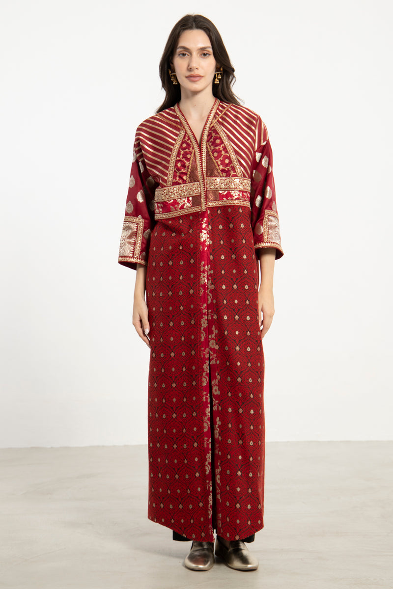 Sahriye Silk Red & Gold Coat