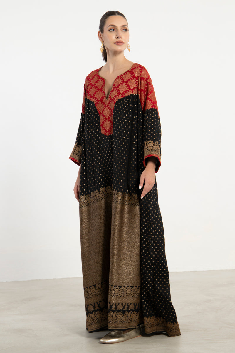 One-Of-a-Kind Rania Handwoven Silk Black Dress