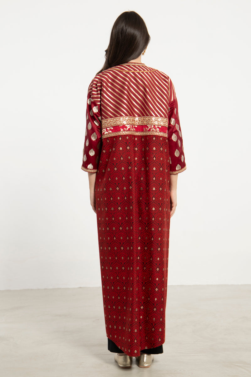 Sahriye Silk Red & Gold Coat