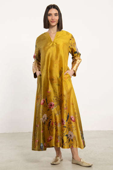 One-Of-a-Kind Ghinwa Silk Yellow Dress