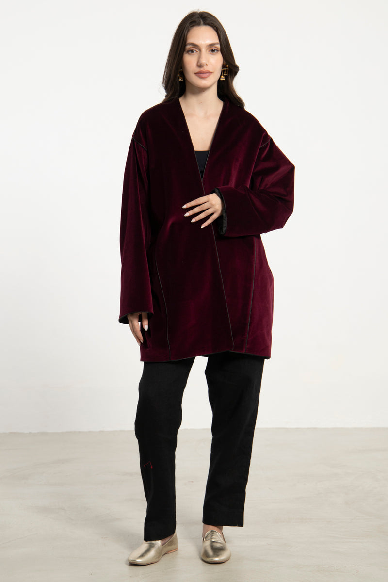 Daraa Cotton Velvet Burgundy Jacket