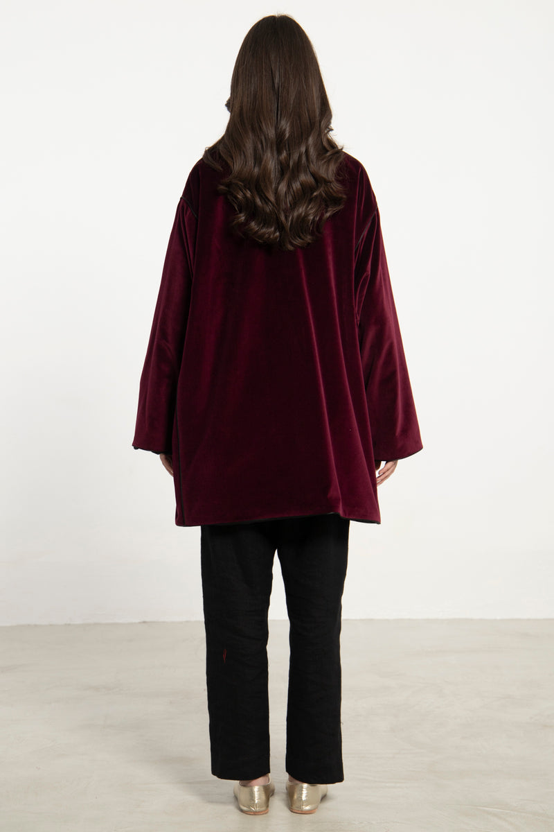 Daraa Cotton Velvet Burgundy Jacket