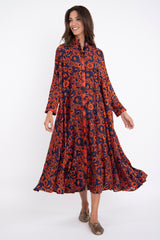 Marwa Silk Velvet Vermillion Dress