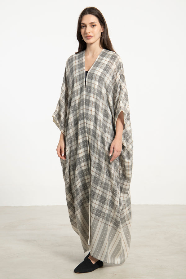Wool Grey Checks Abaya