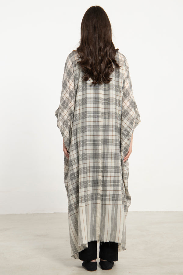 Wool Grey Checks Abaya