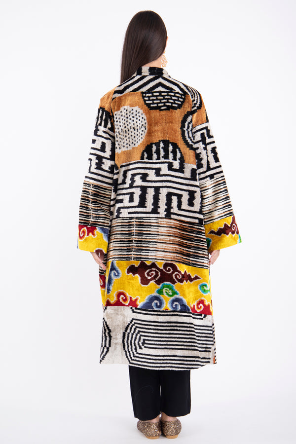 Mina Ikat Velvet Bronze Coat