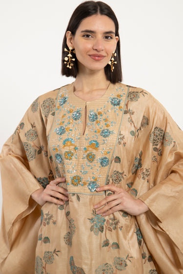 Kawthar Silk Embroidered Blue Gown