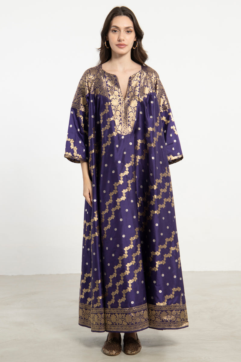 One-Of-a-Kind Rania Handwoven Silk Purple Dress