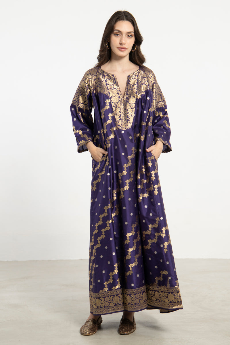 One-Of-a-Kind Rania Handwoven Silk Purple Dress