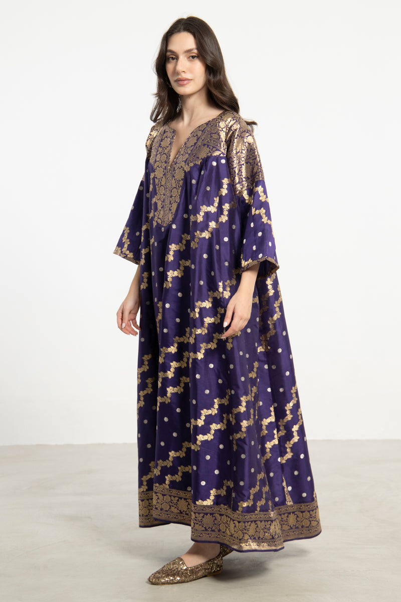 One-Of-a-Kind Rania Handwoven Silk Purple Dress