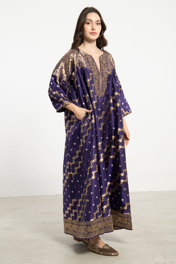One-Of-a-Kind Rania Handwoven Silk Purple Dress