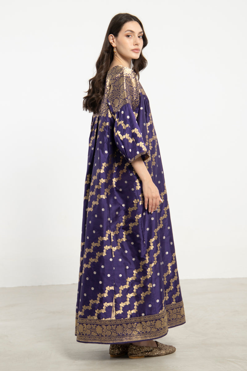 One-Of-a-Kind Rania Handwoven Silk Purple Dress