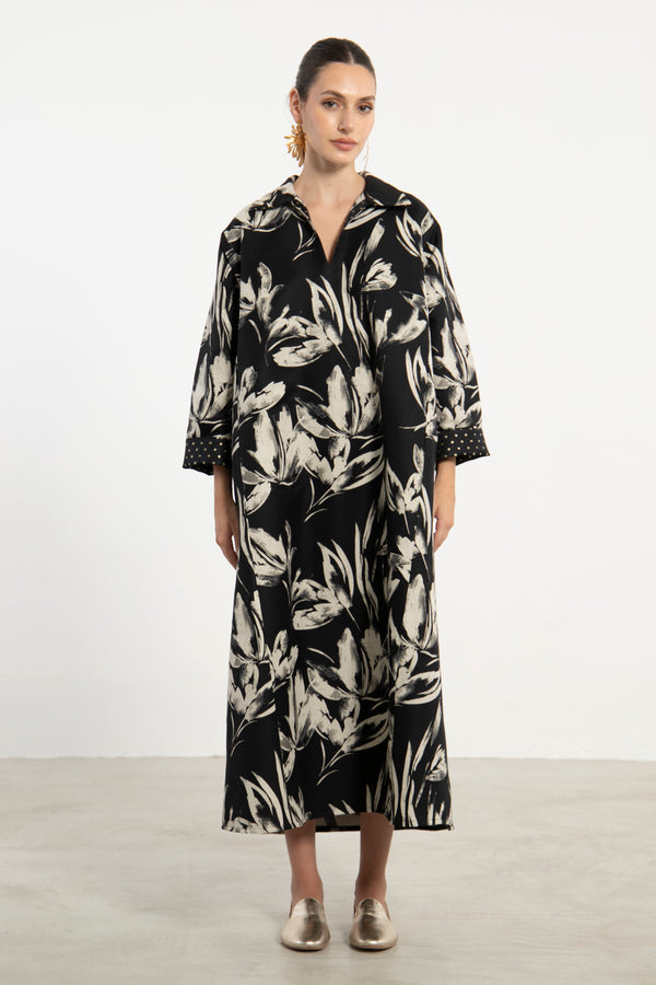 Mayssoun Cotton Black & Ivory Dress