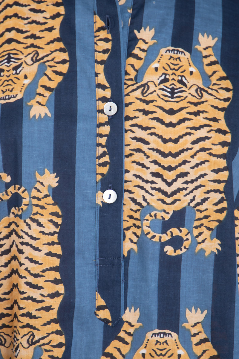 Fahed Buttoned Cotton Tiger Jellaba
